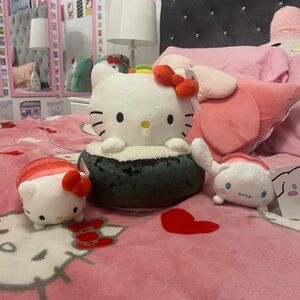 Hello Kitty Sushi Plush Set - White, Red, and Green
